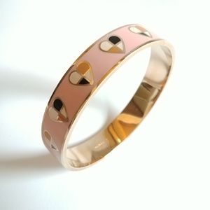 Coach Checker Heart print Enamel Gold/Pink Bangle